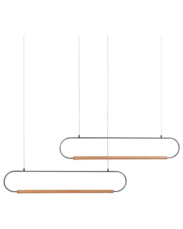 Langbordspendel Lyst Træ Sort Boho Design 2 Spisebordslamper til Køkken Trælampe til Spisebord Hængelampe