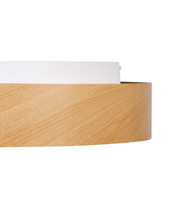 Loftslampe Lys Træ Hvid ø 60 cm Rund LED Lampe til Loft Flad Plafond Belysning med Fjernbetjening Moderne