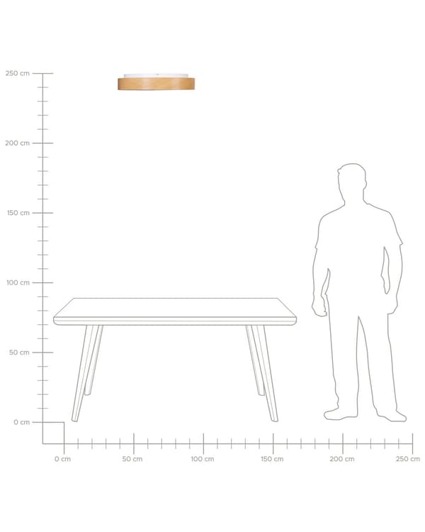 Loftslampe Lys Træ Hvid ø 60 cm Rund LED Lampe til Loft Flad Plafond Belysning med Fjernbetjening Moderne