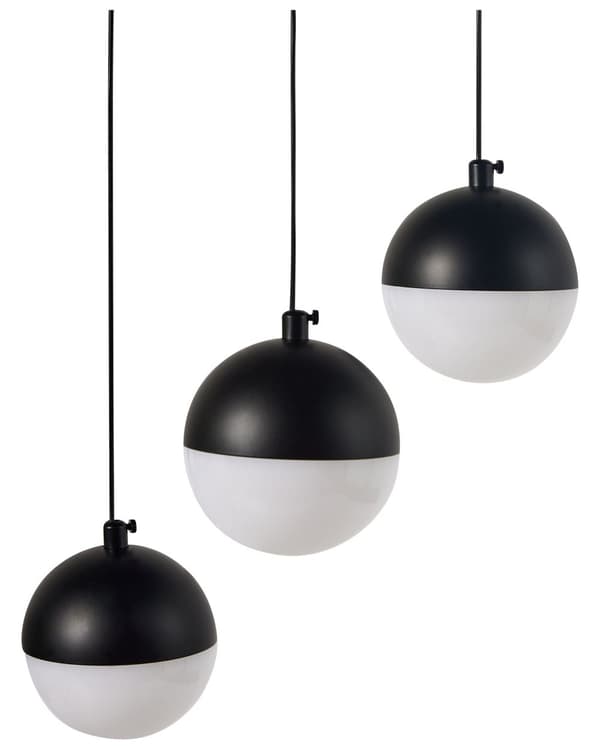 Pendellampe Svart Metall 3 Integrerte LED-lamper Rund skjerm Hengende Moderne Belysning