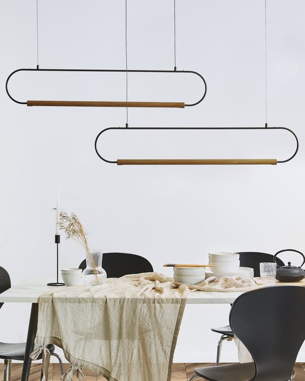 Pendellampe Svart Lys Tre Metall 2 Integrerte LED Lys Nyhet Unik Skjerm Hengende Moderne Belysning
