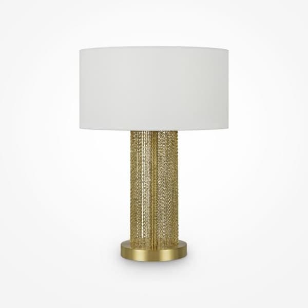 Maytoni imponerande modern bordslampa med rund guldskärm E27