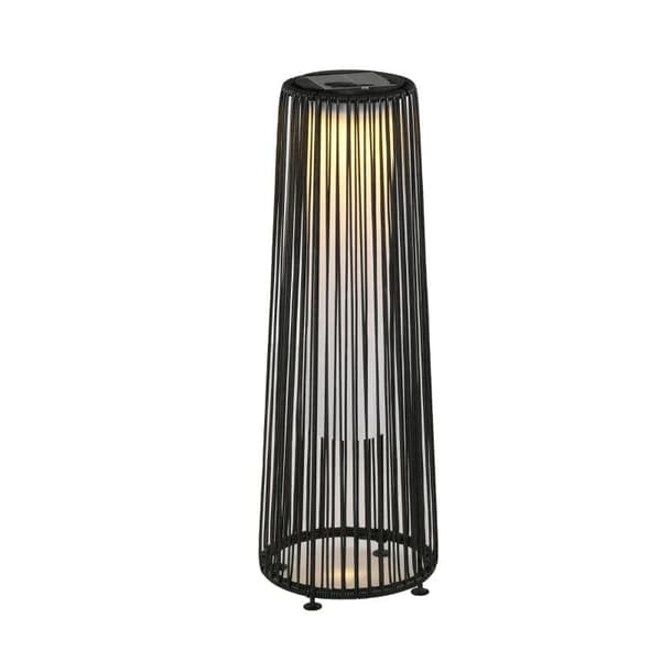 Rootz Garden Light - Utomhuslampa - Soldriven - 8 timmars drift - Rottinglook - Svart - 21,5 x 21,5 x 61 cm
