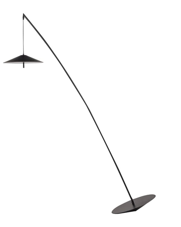 Gulvlampe Svart Metall Rund Base Konisk Skjerm Vippbar Base LED Omgivelseslys Stue Belysning