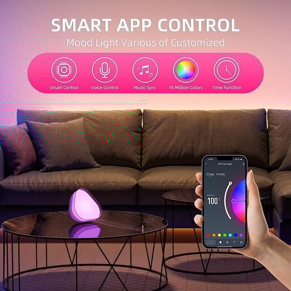 Smart LED-Lampe med Bluetooth, Trinnløs Dimming og Dynamiske Effekter