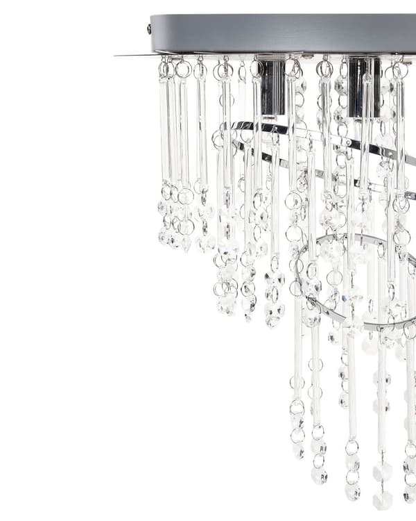 Lysekrone Sølv Metall ⌀ 35 cm Glasskrystaller Krom Finish Belysning Glam