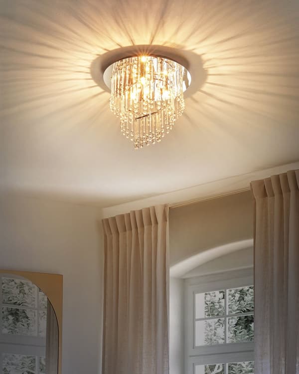 Lysekrone Sølv Metall ⌀ 35 cm Glasskrystaller Krom Finish Belysning Glam