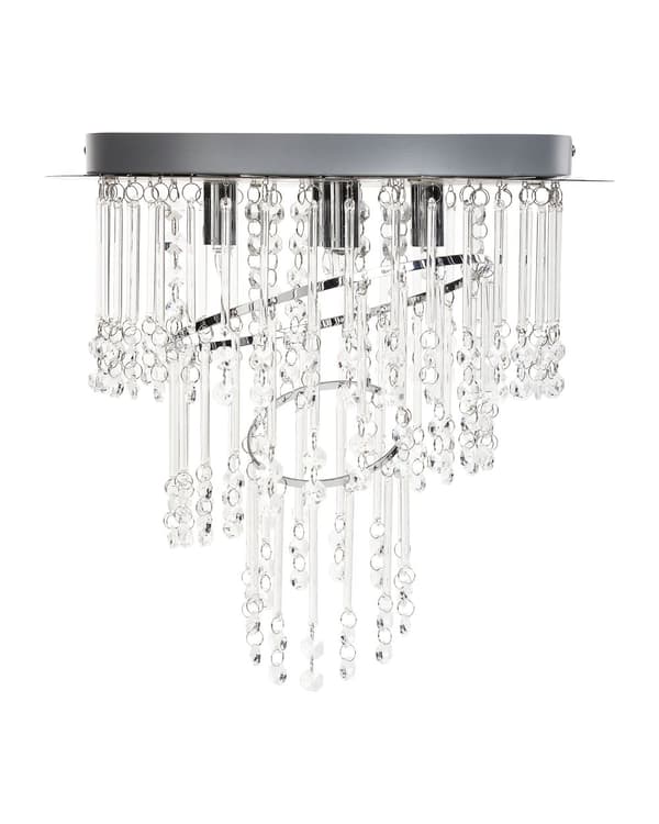 Lysekrone Sølv Metall ⌀ 35 cm Glasskrystaller Krom Finish Belysning Glam