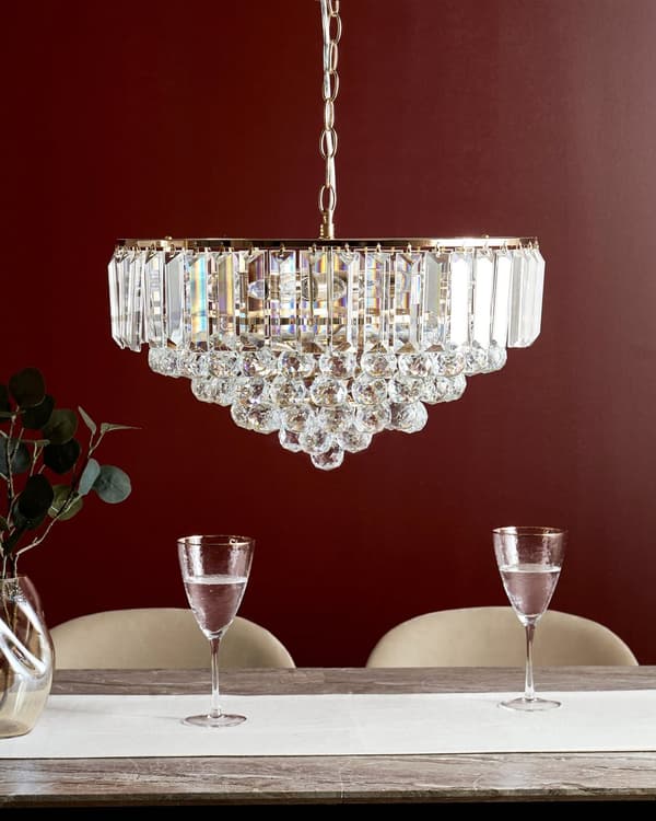 Lysekrone Gull Metall ⌀ 49 cm Pendellampe med krystaller Kjøkken Glamour stil