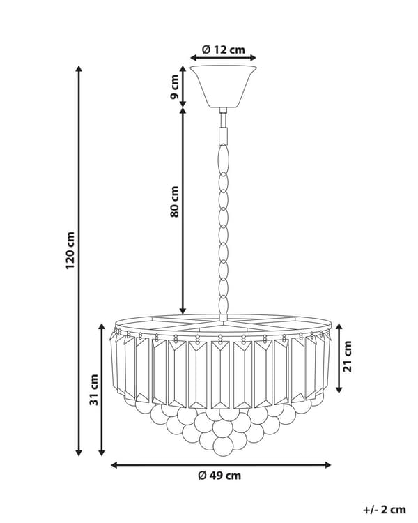 Lysekrone i guldmetal ⌀ 49 cm med glaskrystaller i glamourstil stue opholdsrum spisestue