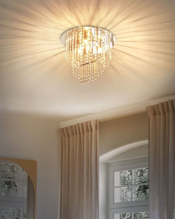 Sølvmetal lysekrone ⌀ 45 cm med glaskrystaller krom finish glamour stil belysning