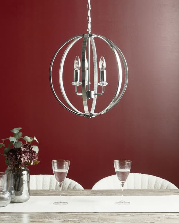 Lysekrone i sølvstål med tilføjede krystaller krom finish belysning glamour stil stue spisestue pendel lampe