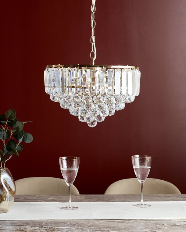 Kattokruunu kirkas kristalli kulta rauta ⌀ 40 x 120 cm korkeussäädettävä 6 polttimoa glamour tyyli