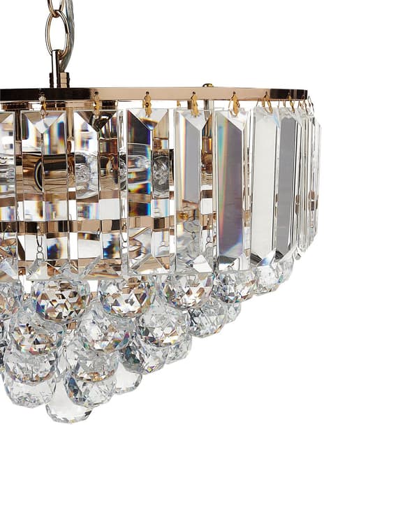 Kattokruunu kirkas kristalli kulta rauta ⌀ 40 x 120 cm korkeussäädettävä 6 polttimoa glamour tyyli