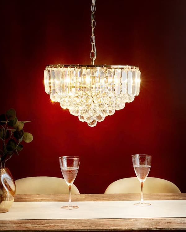 Kattokruunu kirkas kristalli kulta rauta ⌀ 40 x 120 cm korkeussäädettävä 6 polttimoa glamour tyyli