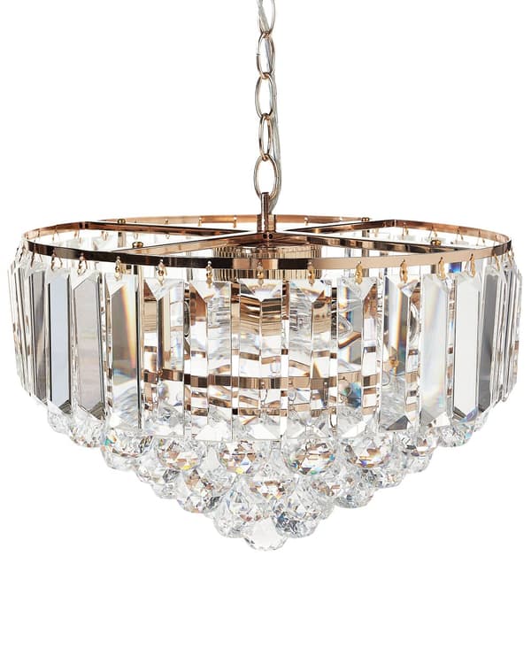 Kattokruunu kirkas kristalli kulta rauta ⌀ 40 x 120 cm korkeussäädettävä 6 polttimoa glamour tyyli