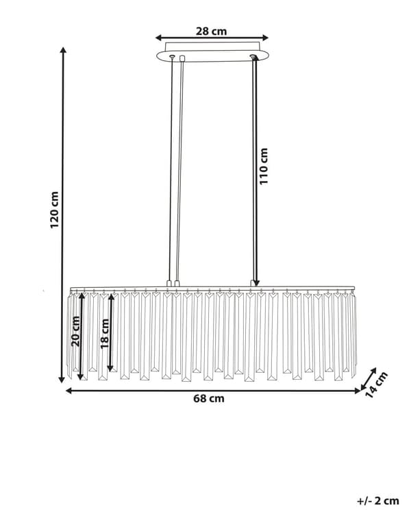 Kattokruunu hopea rauta 68 x 14 x 120 cm lasikristallit 5 polttimoa säädettävä korkeus ovaali moderni tyyli