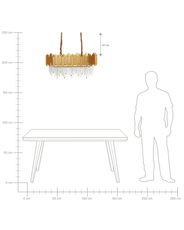 Kattokruunu kulta alumiini 80 x 29 x 110 cm lasikristallit 8 polttimoa säädettävä korkeus glamour tyyli