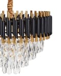 Miniatyrbillede 6 af 9: Lysekrone Guld og sort jernpendel med krystaller Belysning Glamourøs stil Stue Spisestue