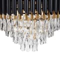 Miniatyrbillede 7 af 9: Lysekrone Guld og sort jernpendel med krystaller Belysning Glamourøs stil Stue Spisestue