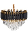 Miniatyrbillede 1 af 9: Lysekrone Guld og sort jernpendel med krystaller Belysning Glamourøs stil Stue Spisestue