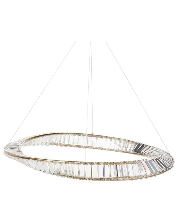 Lysekrone Gull Jern Pendellampe med krystaller LED Belysning Glamour stil