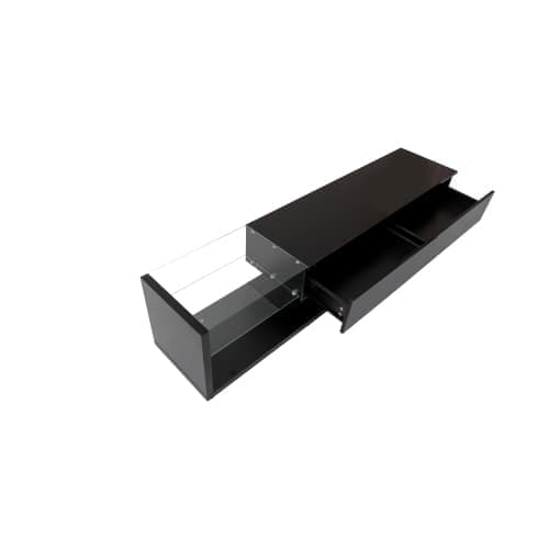 170cm TV-möbel med LED och glasvägg - 2 lådor - Svart