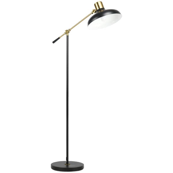Rootz Industrial Design Gulvlampe - Justerbar belysning - Fleksibel ramme - Fodkontakt - 80 cm x 30 cm x 124-165 cm - Sort + Guld