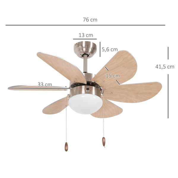 Rootz-kattotuuletin valolla - Ketjun vetokytkin - 3 nopeutta - Energiatehokas valaistus - Monipuolinen ilmavirta - Hiljainen toiminta - 76 cm x 76 cm