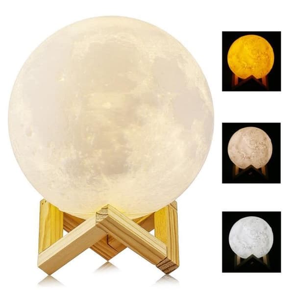 18CM 3D Månlampa USB Uppladdningsbart Nattljus LED Touch Månlampa 3 Färger Nattljus för Sovrum Vardagsrum Café Födelsedagspresent