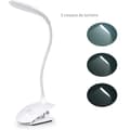Miniatyrbild 1 av 4: Led läslampa för bok - Uppladdningsbar skrivbordslampa med USB-kabel - 3 ljusnivåer - Vit