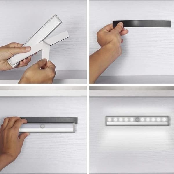3st rörelsesensorljus, 10 LED garderobsljus LED nattljus, trapphus ljus-kall vit