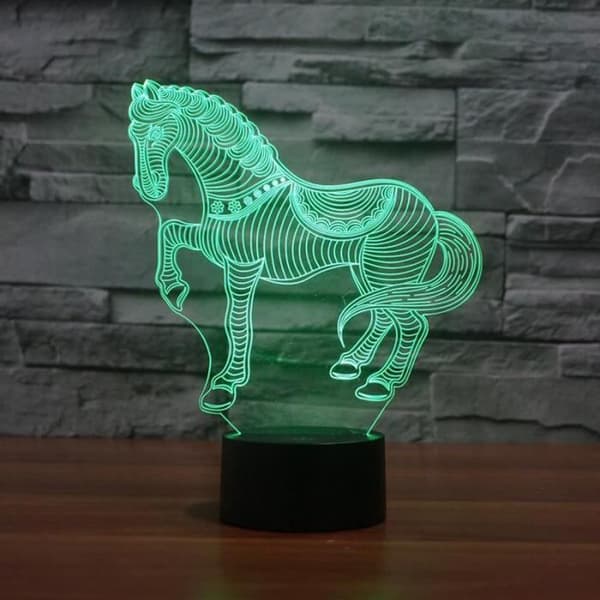 Skrivbordslampa - 3D häst - LED - 7 färger - USB uppladdningsbar - Barn