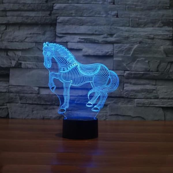 Skrivbordslampa - 3D häst - LED - 7 färger - USB uppladdningsbar - Barn