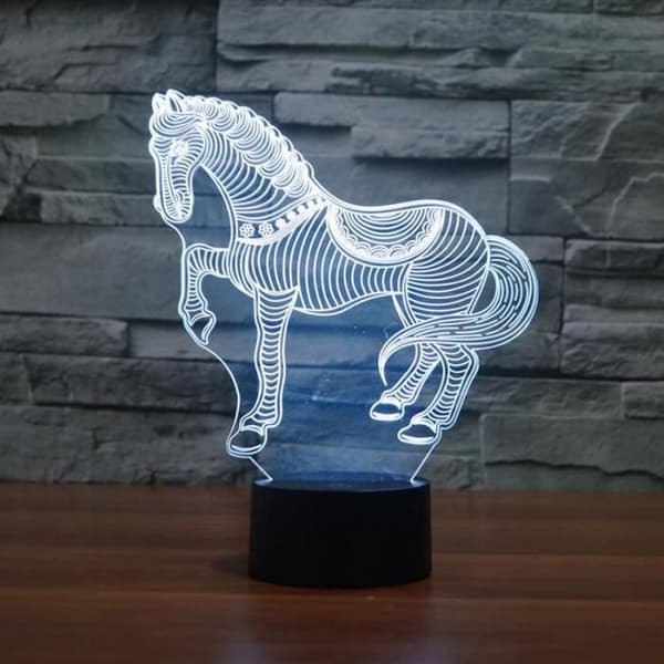 Skrivbordslampa - 3D häst - LED - 7 färger - USB uppladdningsbar - Barn