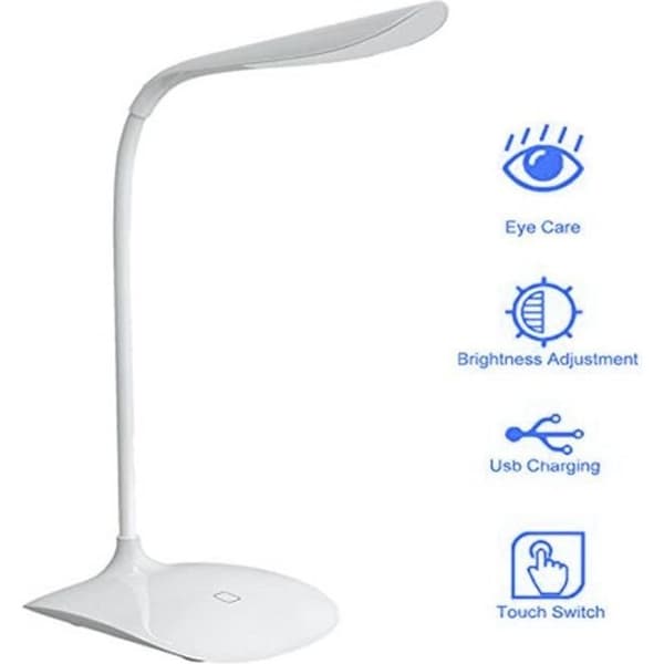 LED-bordslampa Läser 3 ljusstyrkanivåer Uppladdningsbar flexibel LED-lampa sänglampa USB-peksensor