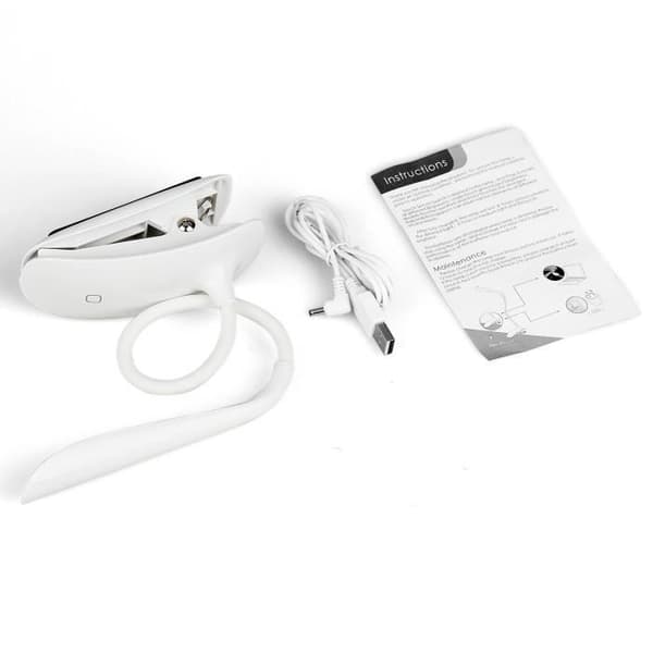 White Clamp Uppladdningsbar LED-bordslampa, Led Night Light Touch Light, 3 ljusstyrka att välja på, ögonskydd