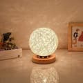 Miniatyrbild 1 av 4: USB-justerbar nattlampa i rottingboll, LED-bordslampa sänglampa, söt nattlampa för barnkammare (vit)