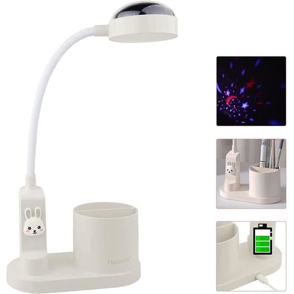 Bordslampa för barn med pennhållare Färgskiftande sänglampa Uppladdningsbar LED-läslampa (vit)