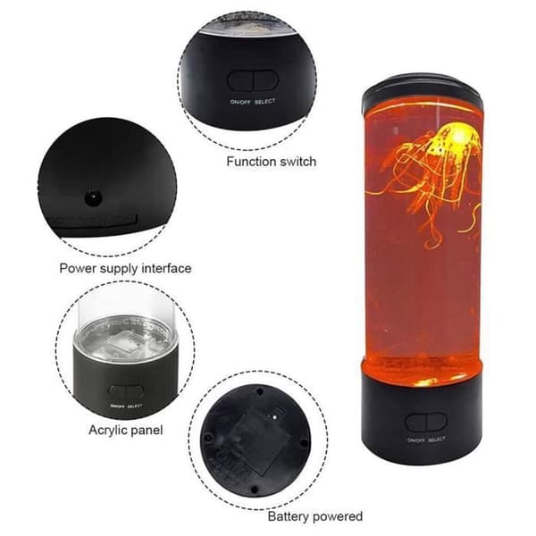 Novelty Jellyfish LED Lava Lamp - med fjärrkontroll och 16 färger - Aquarium Style Mood Lamp