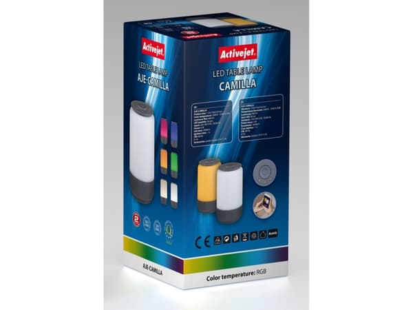Activejet AJE-CAMILLA RGB, Svart, Sovrum, Barnrum, Matsal, Vardagsrum, Kontor, Universal, Modern, IP20, CAMILLA, ISO 9001, ISO 14001, CE, RoHS
