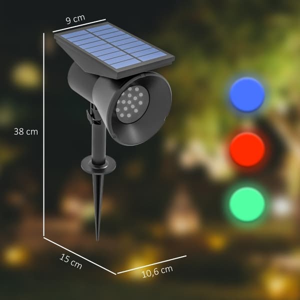 Rootz Solar Lights Paket med 2 - Trädgårdslampor - Utomhusbelysning - Atmosfäriska och levande färger - Långvarig belysning - 10,6L x 15W x 38H cm - P
