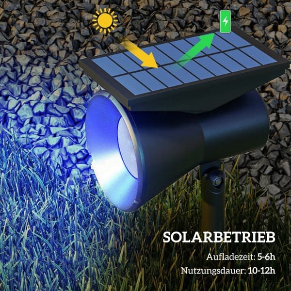 Rootz Solar Lights Paket med 2 - Trädgårdslampor - Utomhusbelysning - Atmosfäriska och levande färger - Långvarig belysning - 10,6L x 15W x 38H cm - P