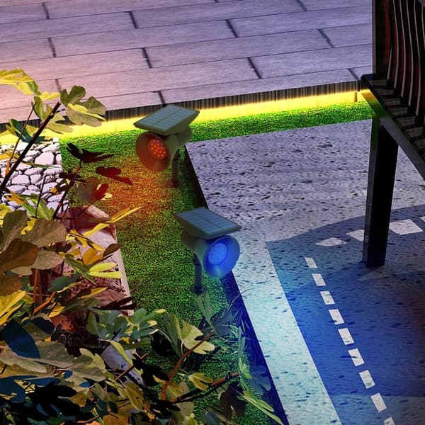 Rootz Solar Lights Paket med 2 - Trädgårdslampor - Utomhusbelysning - Atmosfäriska och levande färger - Långvarig belysning - 10,6L x 15W x 38H cm - P
