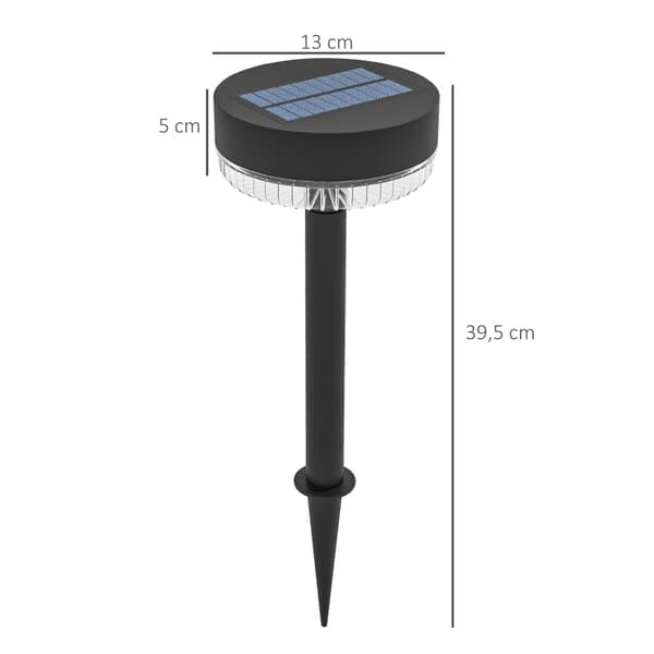 Rootz Solar Garden Lights - Utomhus LED-lampor - Vattentäta trädgårdslampor - Varmvitt ljus - 10-12h Drifttid - Ø13 x 39,5H cm - Svart