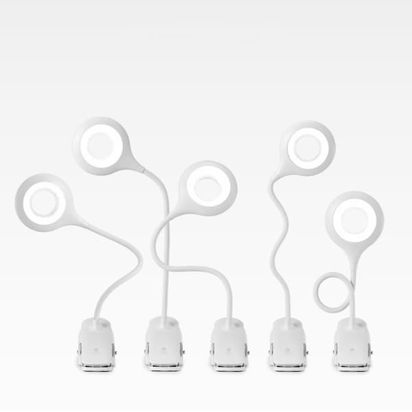 Trådløs LED læselampe med clips + sort micro USB kabel