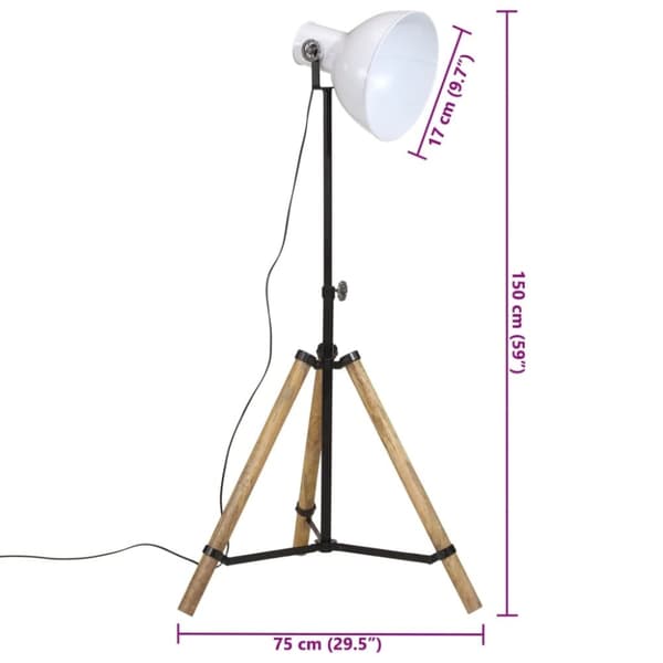vidaXL Golvlampa 25 W vit 75x75x90-150 cm E27
