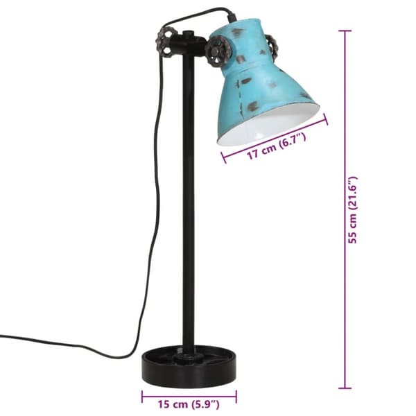 vidaXL skrivebordslampe 25 W 15x15x55 cm E27 rustik blå