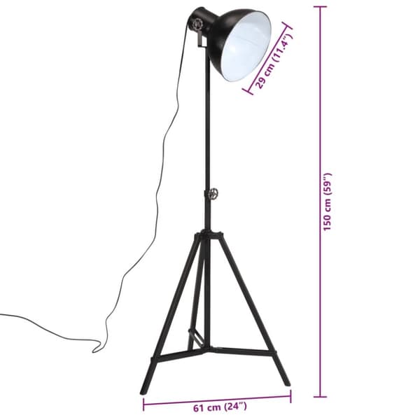 vidaXL Golvlampa 25 W svart 61x61x90/150 cm E27