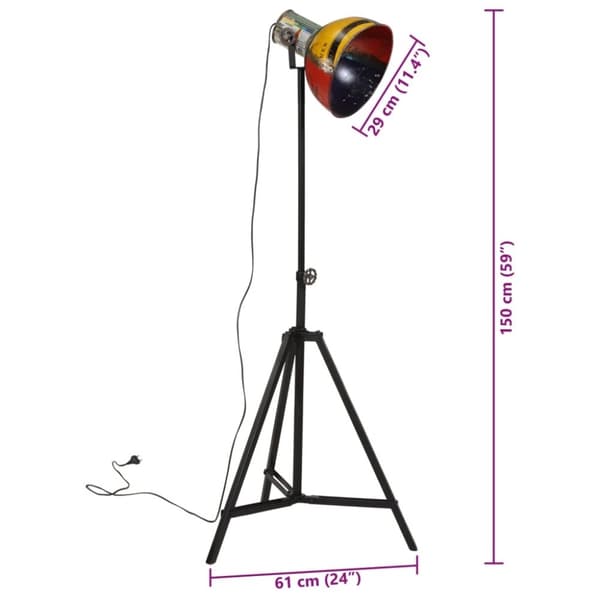 vidaXL gulvlampe 61x61x90/150 cm 25 W E27 flerfarvet